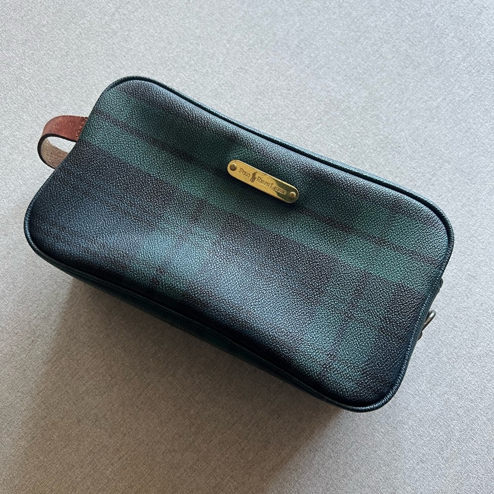 POLO RALPH LAUREN- Coated Canvas Tartan Toiletry Bag-